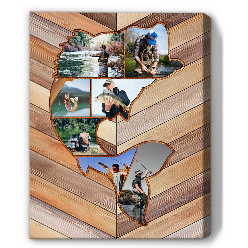 Personalized Fishing Memories | Custom Fishing Collage Canvas, Fishing Dad, Gift for Dad,Bass Fishing Gift, Best Gift For Fishing Men