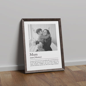 Personalised mum definition print - Custom gift with photo for mothers, mothers day present, birthday gift, Christmas, Photo Gift, Mum Quote