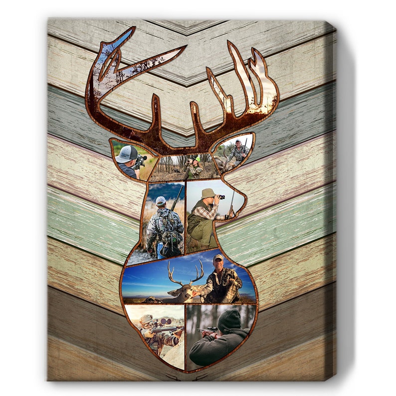 Personalized Deer Hunting Memories | Custom Hunting Collage Canvas, Hunting Dad, Gift for Dad, Deer Hunting Gift, Best Gift For Deer Hunters