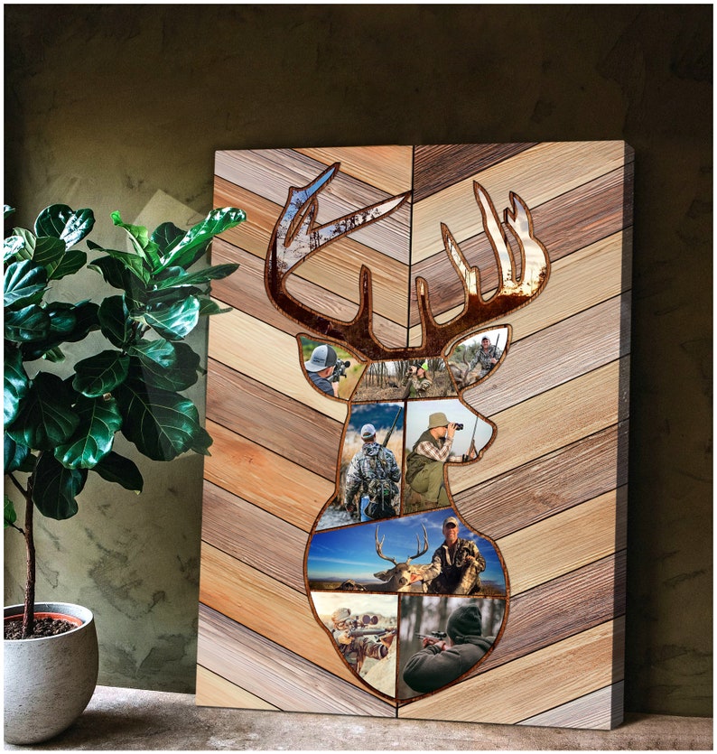 Personalized Deer Hunting Memories | Custom Hunting Collage Canvas, Hunting Dad, Gift for Dad, Deer Hunting Gift, Best Gift For Deer Hunters