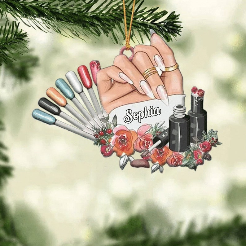 Personalized Nail Technician Manicurist Christmas Gift Custom Shaped Ornament for Nail Technician, Nail Ornament, Gift for Her