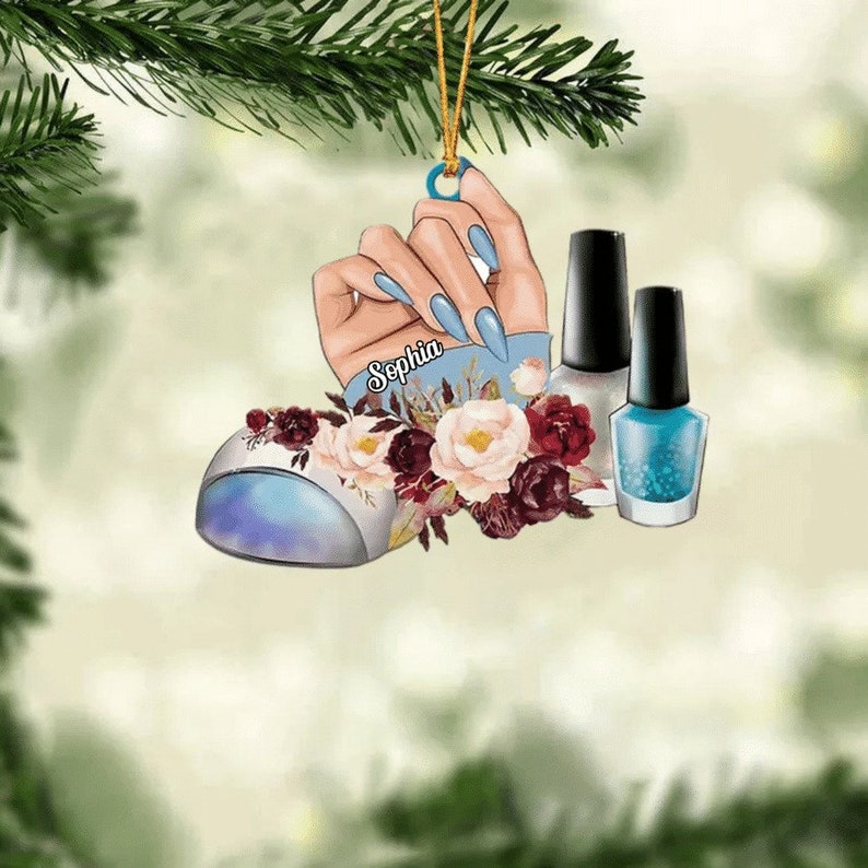 Personalized Nail Technician Manicurist Christmas Gift Custom Shaped Ornament for Nail Technician, Nail Ornament, Gift for Her