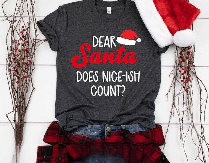 Matching Family Christmas Shirts Dear Santa Hat Funny Group Christmas T-shirts Holiday Tshirts Personalized Xmas Outfits Mom Dad Adult Kids