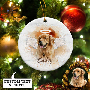 Personalized Pet Memorial Photo Ornament, Pet Loss Gifts, Christmas Dog Memorial Ornament, Dog Memorial Gift, Angel Dog with Wings Ornament
