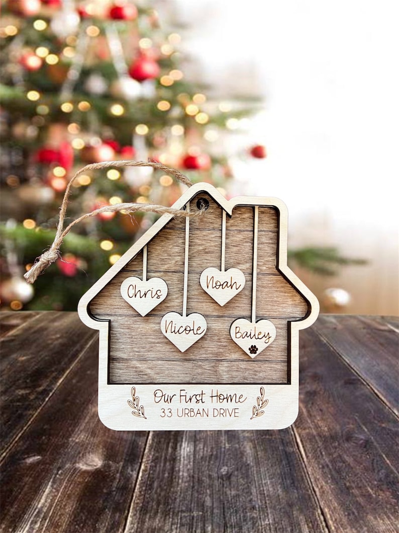 Personalized Family Ornament, Family Names, New Home Gift, Our First Home, Housewarming, First Christmas, Customized, Gifts for Christmas