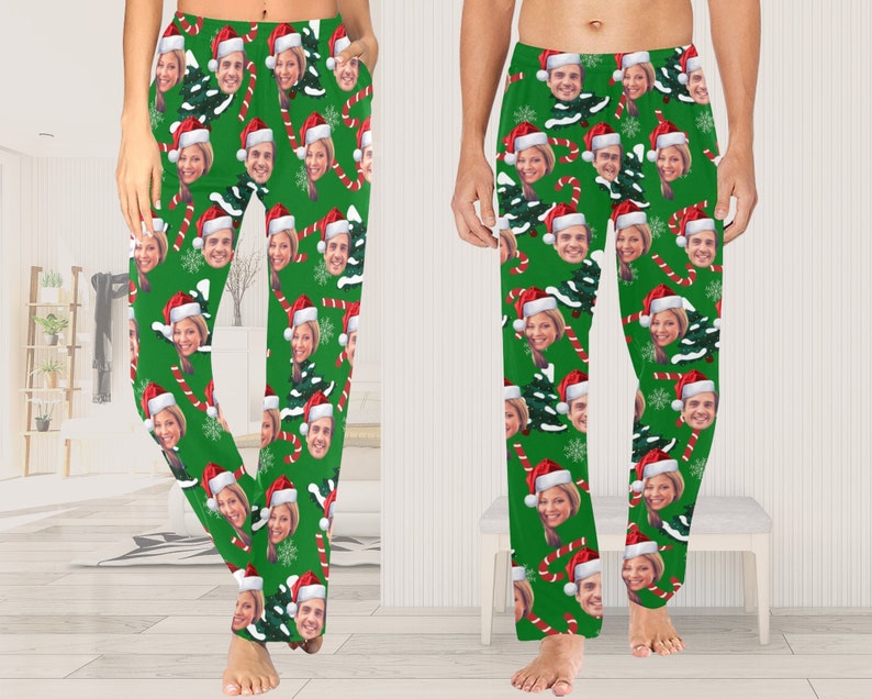 Custom Christmas Pajama Pants,Family Christmas Pajamas,Matching Holiday Pajamas,Photo Pajamas Gift for Family,Couple,Him,Her