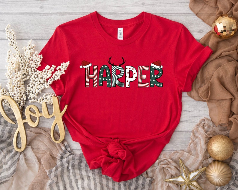 Custom Christmas Reindeer Name shirt, Christmas Crew Shirt, Christmas Pajamas, Christmas shirt,Christmas Tees,Custom name Christmas Shirts
