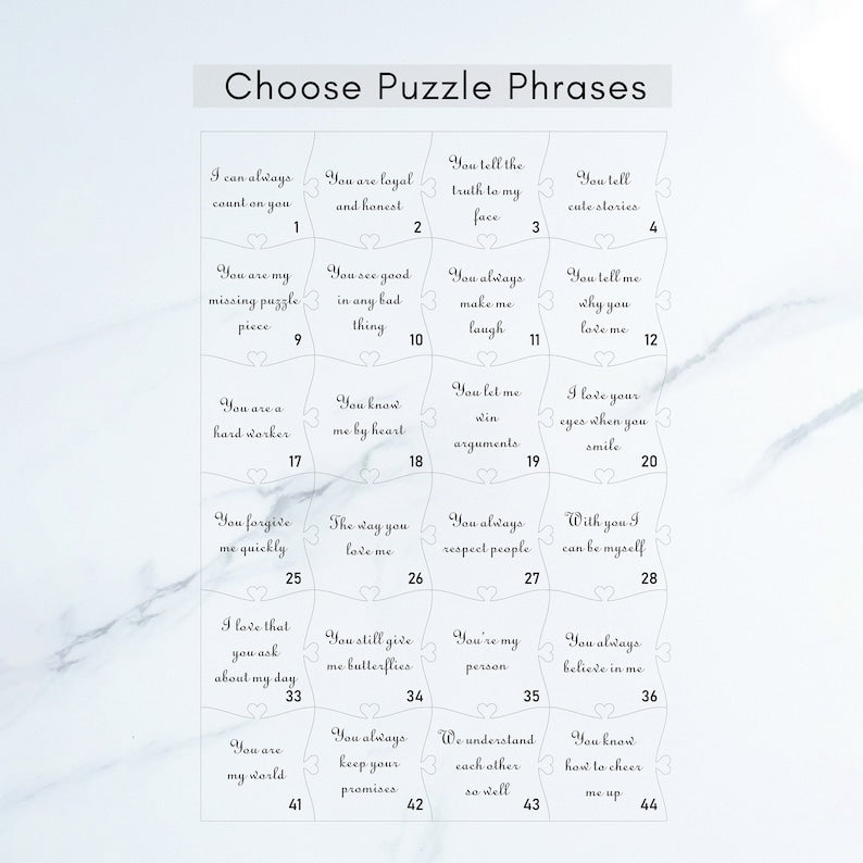 12 reasons why i love you, Personalized Wooden Puzzle Birthday Gift for Her Anniversary Gift for Boyfriend Custom Valentines Gift for Him