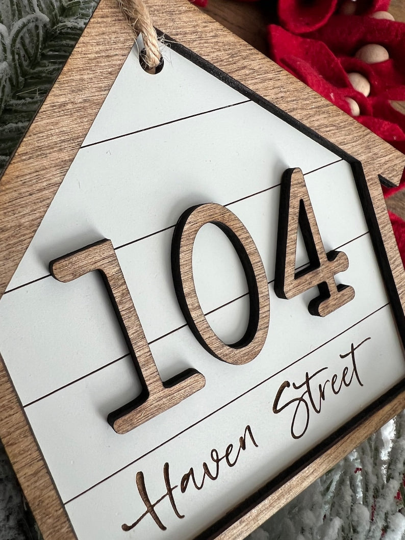 Home Christmas Ornament | Address | New Home | Housewarming | Realtor
