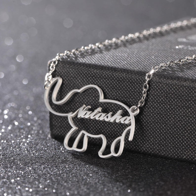Lovely Elephant Animal Personalized Custom Name Necklace, Lucky Elephant Necklace Birthday Gift, Necklaces with Name, Animal Letter Jewelry