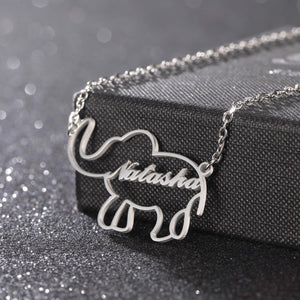 Lovely Elephant Animal Personalized Custom Name Necklace, Lucky Elephant Necklace Birthday Gift, Necklaces with Name, Animal Letter Jewelry