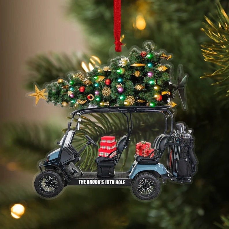 Personalized Golf Cart Christmas Ornament for Golf Players, Custom Golf Cart Color Ornament for Dad, Golf Christmas Ornament