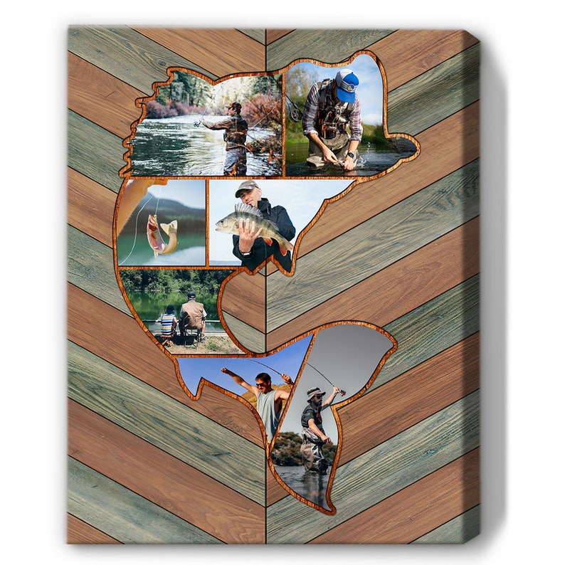 Personalized Fishing Memories | Custom Fishing Collage Canvas, Fishing Dad, Gift for Dad,Bass Fishing Gift, Best Gift For Fishing Men