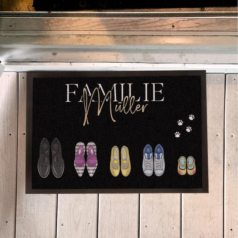 Personalized doormat family doormat Shoes - complete with family name, family members and names