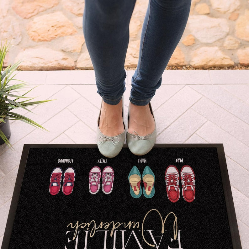 Personalized doormat family doormat Shoes - complete with family name, family members and names