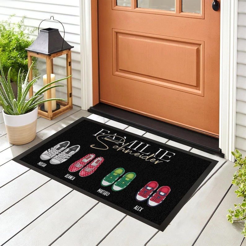 Personalized doormat family doormat Shoes - complete with family name, family members and names