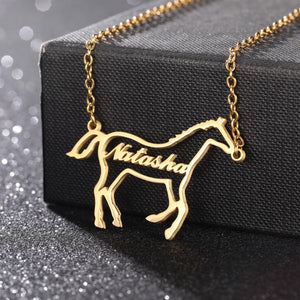 Personalized Horse Necklace, Equestrian Name Necklace, Custom Name Necklace, Gift for Girl Necklace, Horse Lover Necklace, Personalized Gift