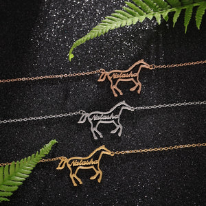 Personalized Horse Necklace, Equestrian Name Necklace, Custom Name Necklace, Gift for Girl Necklace, Horse Lover Necklace, Personalized Gift