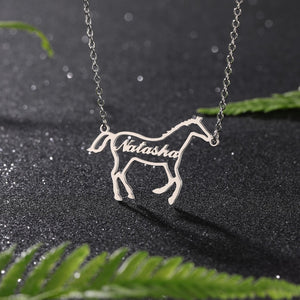 Personalized Horse Necklace, Equestrian Name Necklace, Custom Name Necklace, Gift for Girl Necklace, Horse Lover Necklace, Personalized Gift