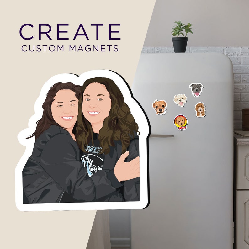 Custom best friend Magnets | Hand Drawn - best friend cartoon drawing, Gift ideas for best friend, bff fridge magnet, bestie magnet