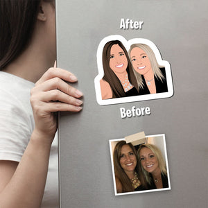 Custom best friend Magnets | Hand Drawn - best friend cartoon drawing, Gift ideas for best friend, bff fridge magnet, bestie magnet