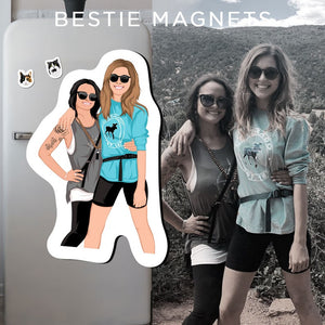 Custom best friend Magnets | Hand Drawn - best friend cartoon drawing, Gift ideas for best friend, bff fridge magnet, bestie magnet