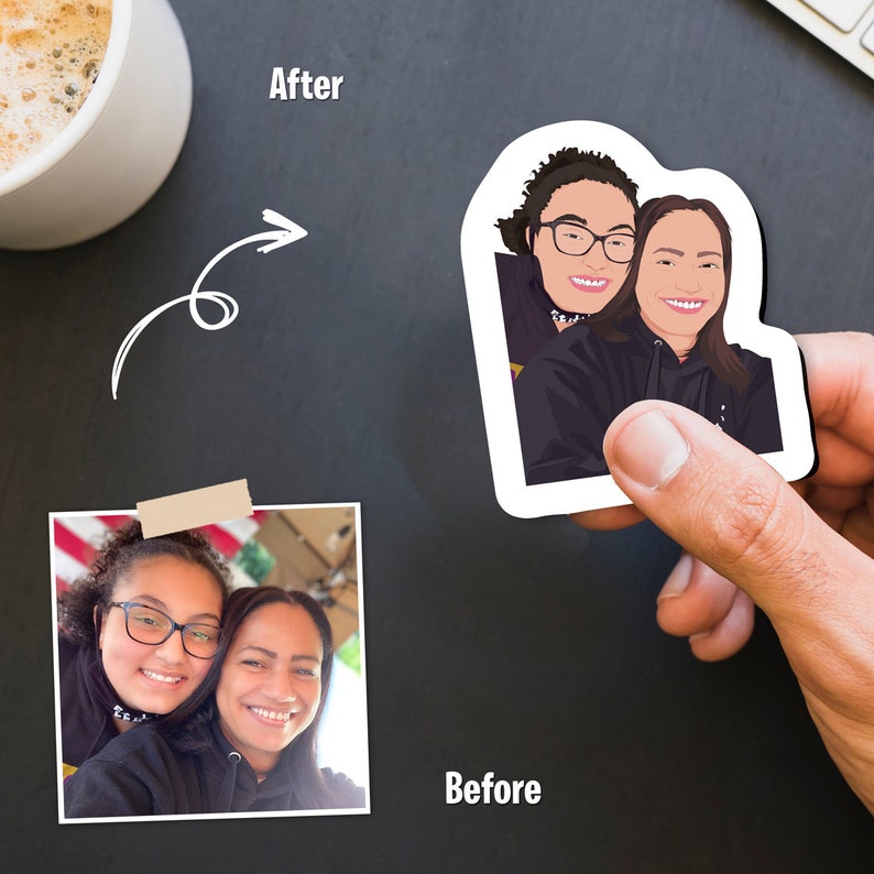 Custom best friend Magnets | Hand Drawn - best friend cartoon drawing, Gift ideas for best friend, bff fridge magnet, bestie magnet