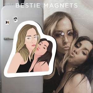 Custom best friend Magnets | Hand Drawn - best friend cartoon drawing, Gift ideas for best friend, bff fridge magnet, bestie magnet
