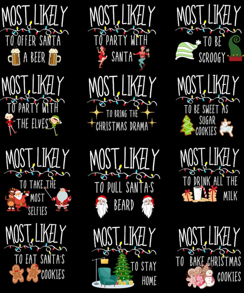 Family Christmas Matching Shirt, Dog Tank, Most Likely To, Funny Christmas Tshirt ,For Mom Dad Bother Sister Family Dog Uncle Aunt Grandma