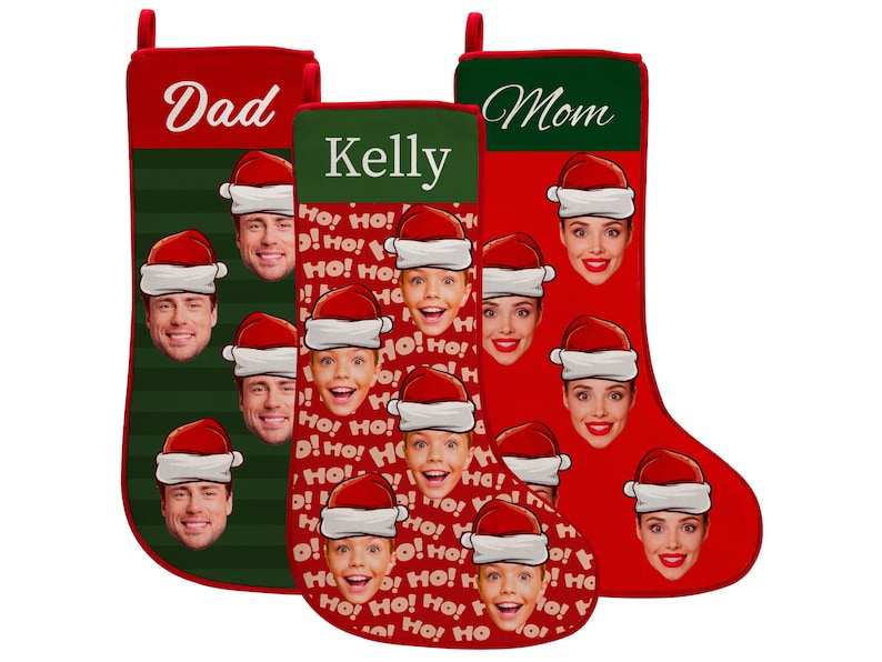 Christmas Stocking Personalized with Name, Photo Stocking, Custom Christmas 2024 Funny Photo Stocking Gifts for Family, Friends,