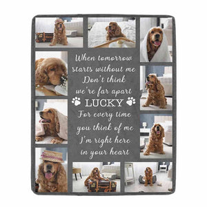 Custom Pet Photo Collage Memorial Fleece Blanket