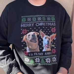 Custom Photo Ugly Christmas Ya Filthy Animal Dog Cat Sweatshirt, Dog Lover Sweater Christmas il_794xN.4378409323_afkb.jpg