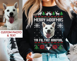 Custom Cat Photo Christmas Sweatshirt: Funny Pet Lover Gift