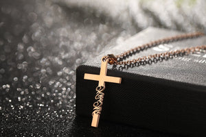 Gold Cross Name Necklace, Sterling Silver Dainty Cross Name Necklace, Christian Gifts, Unisex Necklace, Personalized Jewelry