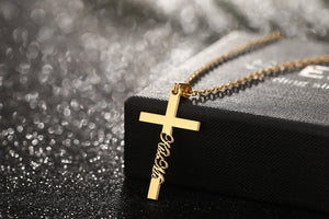 Gold Cross Name Necklace, Sterling Silver Dainty Cross Name Necklace, Christian Gifts, Unisex Necklace, Personalized Jewelry