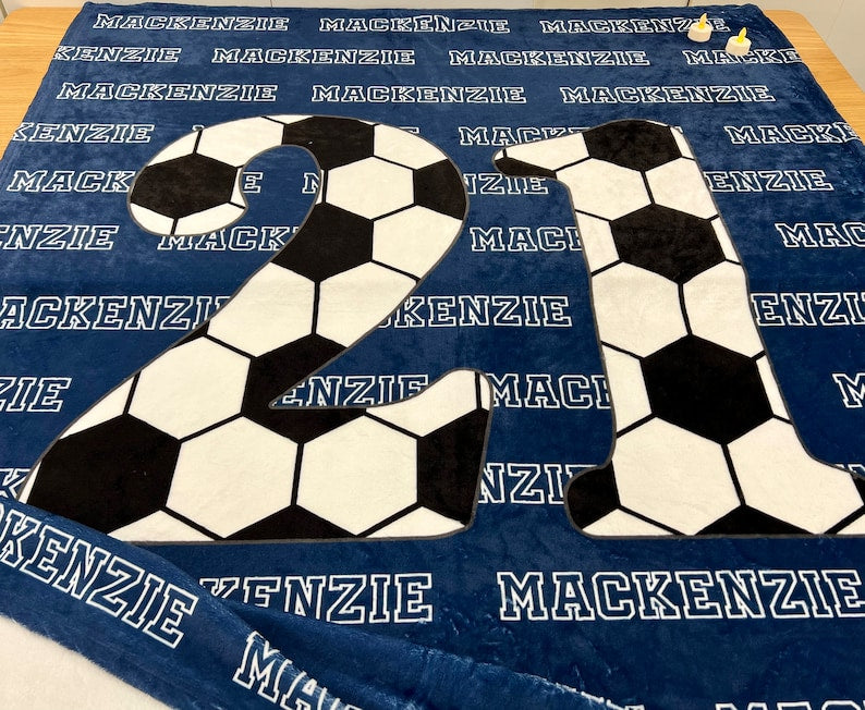 Personalized Soccer Blanket with your name, Sports gift, soccer gift boys girls, gift for soccer player, soccer team gift, custom blanket