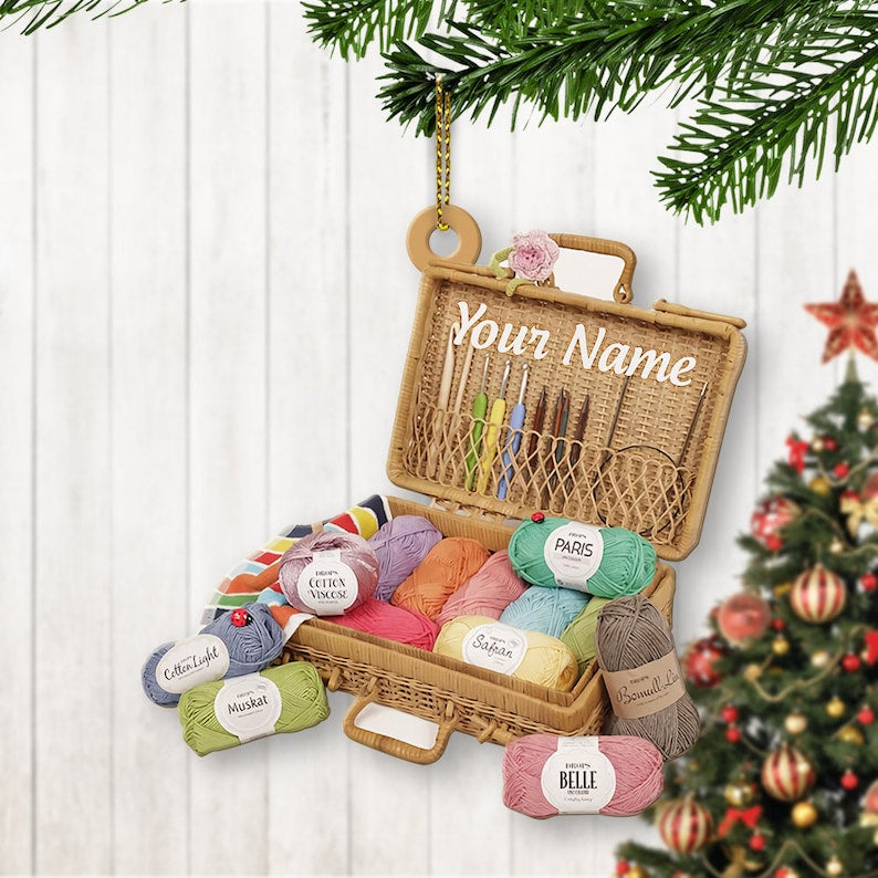 Personalized Knitting Yarns Box Ornament Christmas Knitting Accessories Christmas Tree Ornament Hanging Decoration House Xmas