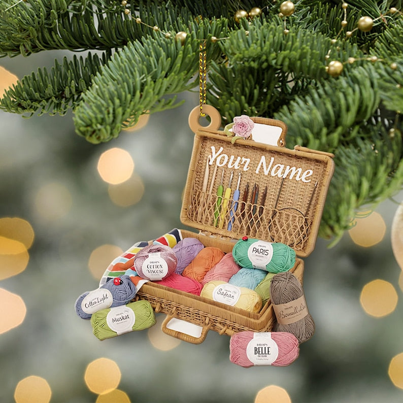 Personalized Knitting Yarns Box Ornament Christmas Knitting Accessories Christmas Tree Ornament Hanging Decoration House Xmas
