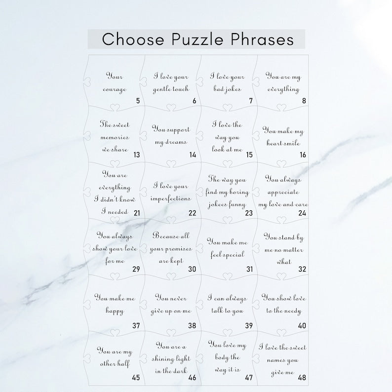 12 reasons why i love you, Personalized Wooden Puzzle Birthday Gift for Her Anniversary Gift for Boyfriend Custom Valentines Gift for Him