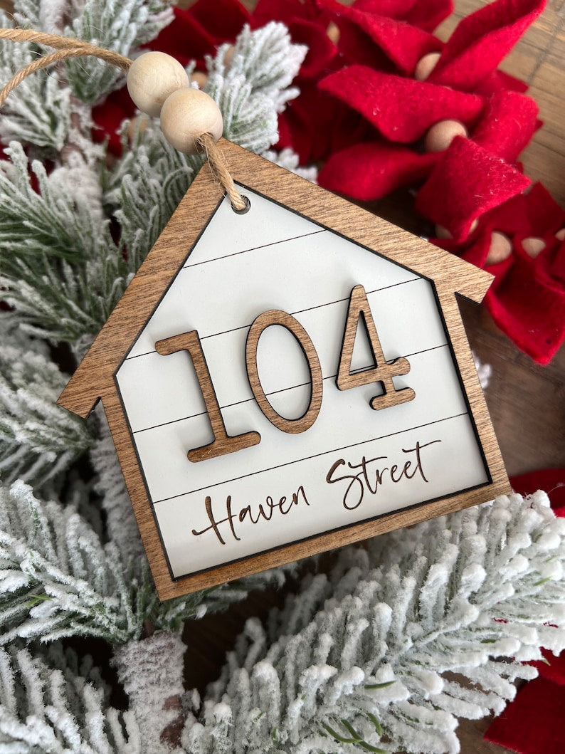 Home Christmas Ornament | Address | New Home | Housewarming | Realtor