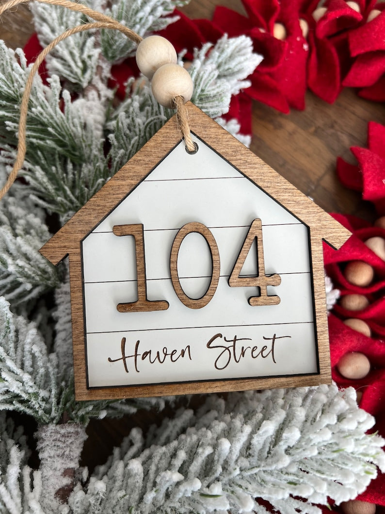 Home Christmas Ornament | Address | New Home | Housewarming | Realtor