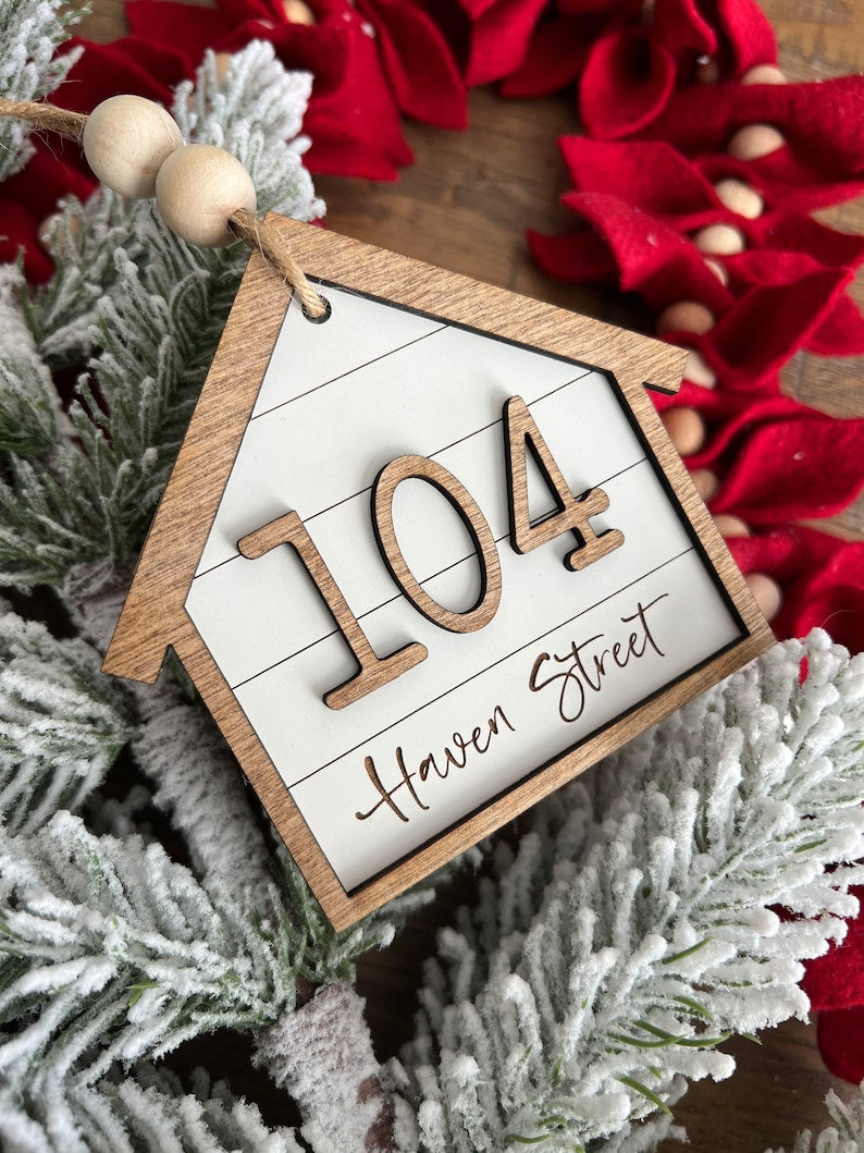 Home Christmas Ornament | Address | New Home | Housewarming | Realtor