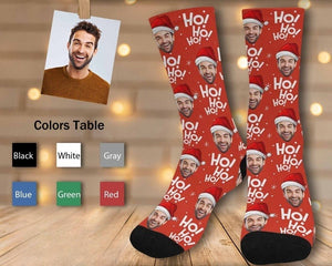 Photo Customized Christmas Socks, HOHOHO Design Socks for Him/Her, Personalized Socks with Face, Best Christmas/Anniverwary/Birthday Gift