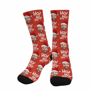 Photo Customized Christmas Socks, HOHOHO Design Socks for Him/Her, Personalized Socks with Face, Best Christmas/Anniverwary/Birthday Gift