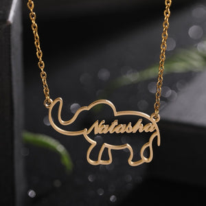 Lovely Elephant Animal Personalized Custom Name Necklace, Lucky Elephant Necklace Birthday Gift, Necklaces with Name, Animal Letter Jewelry