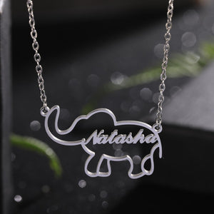 Lovely Elephant Animal Personalized Custom Name Necklace, Lucky Elephant Necklace Birthday Gift, Necklaces with Name, Animal Letter Jewelry