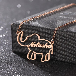 Lovely Elephant Animal Personalized Custom Name Necklace, Lucky Elephant Necklace Birthday Gift, Necklaces with Name, Animal Letter Jewelry
