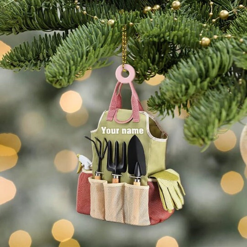 garden trowel ornament Personalized Christmas Garden Tools Bag Ornament,Gardener Stuff Orname