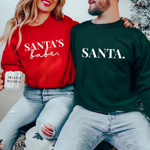 Couples Christmas pajamas, Santa's Babe, Santa, Matching Christmas Pajamas, Mr and Mrs Couple Pajamas, His and Hers Christmas Pajamas