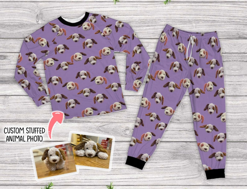 Customized Pajama Set, Custom Stuffed Animal Photo Pajamas, Matching Family Pajamas Set, Gifts for Dog Cat Lover, Funny Pajamas, Faces Pjs